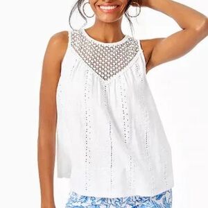 Lilly Pulitzer Aberdeen Top White Size XS 100% Cotton